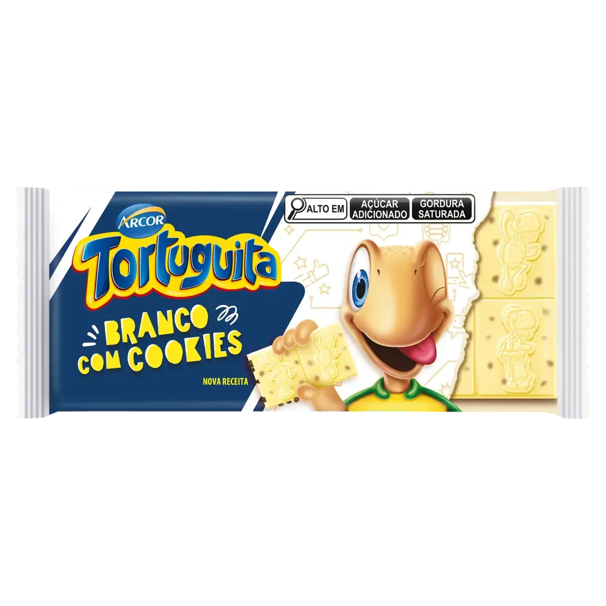 Chocolate Branco Com Cookies Tortuguita Pacote 80g