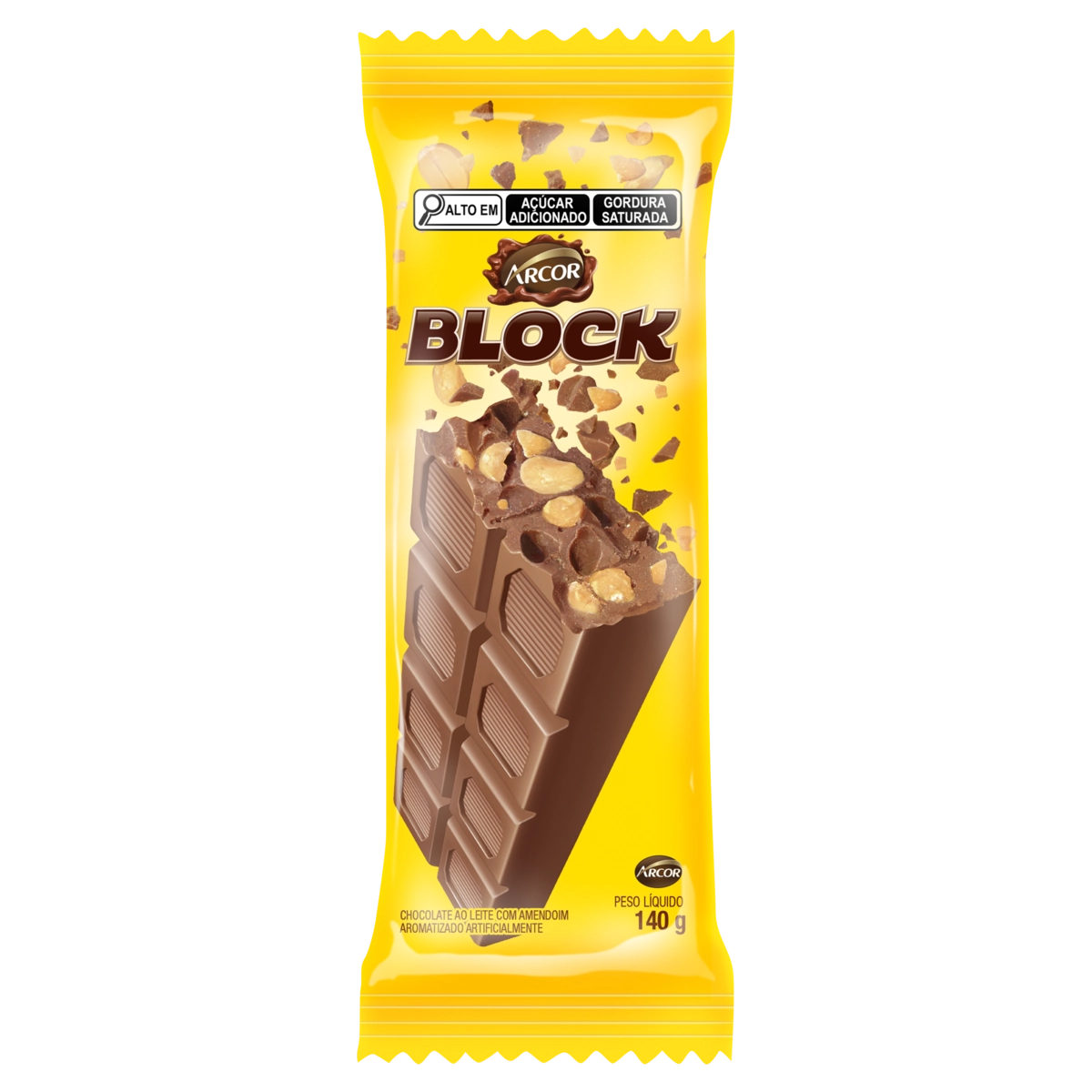 Chocolate Ao Leite Com Amendoim Block Pacote 140g