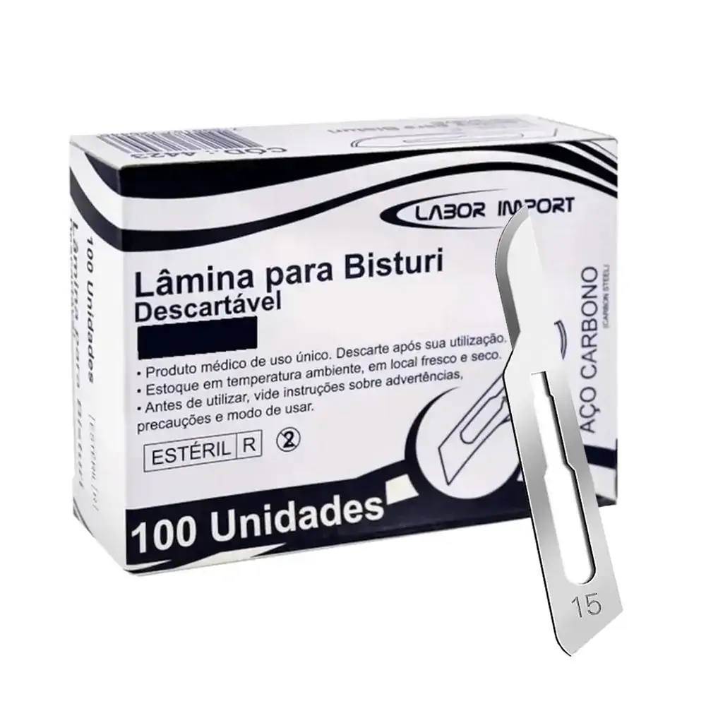 Lâmina De Bisturi N°15 Aço Carbono Caixa Com 100 - Labor Import