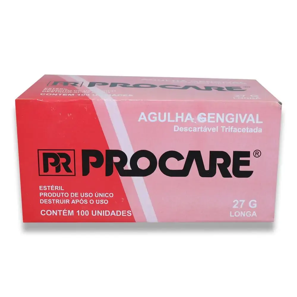 Agulha Gengival - Procare - Agulha Gengival Longa 27g com 100 - Procare