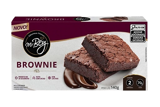 Brownie Congelado Chocolate Zero Lactose Mr. Bey Caixa 140g 2 Unidades