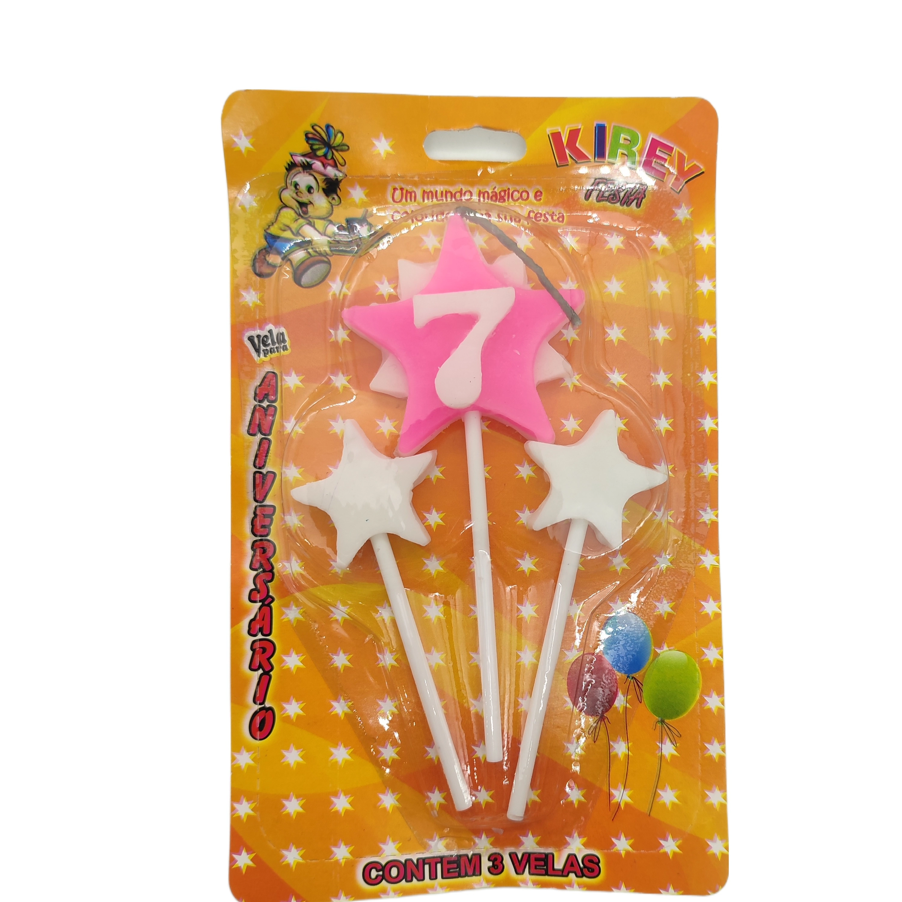 Vela Kirey Estrela C/3 Rosa N 7