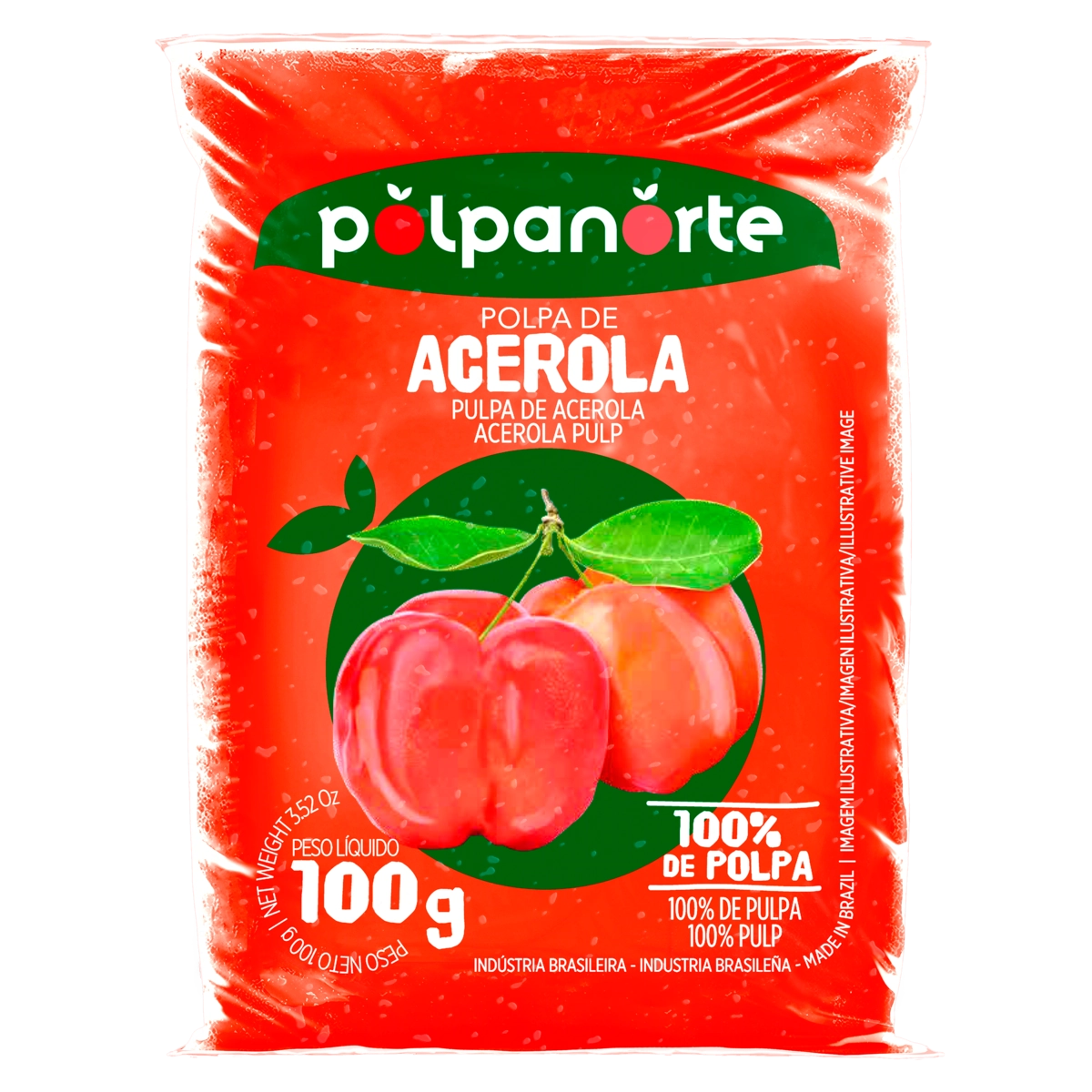 Polpa De Fruta Acerola E Cenoura Polpanorte Pacote 100g