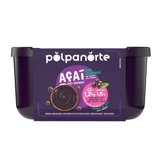 Sorbet Açaí Com Guaraná Polpanorte Pote 1,5l