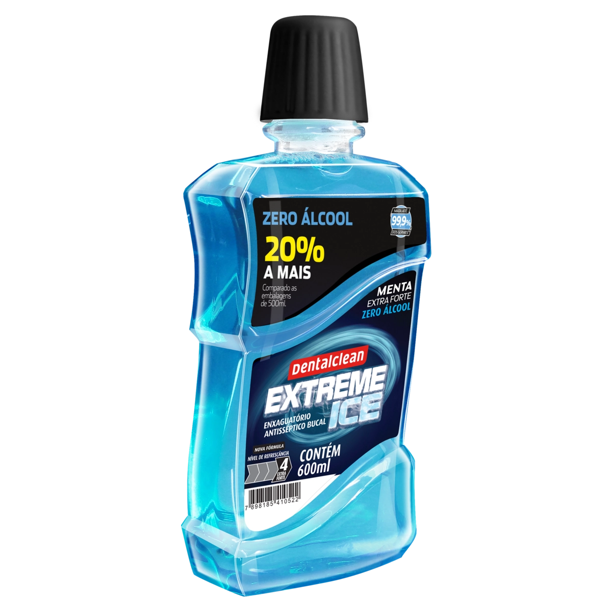 Enxaguante Bucal Antisséptico Zero álcool Menta Extra Forte Dentalclean Extreme Ice Frasco 600ml