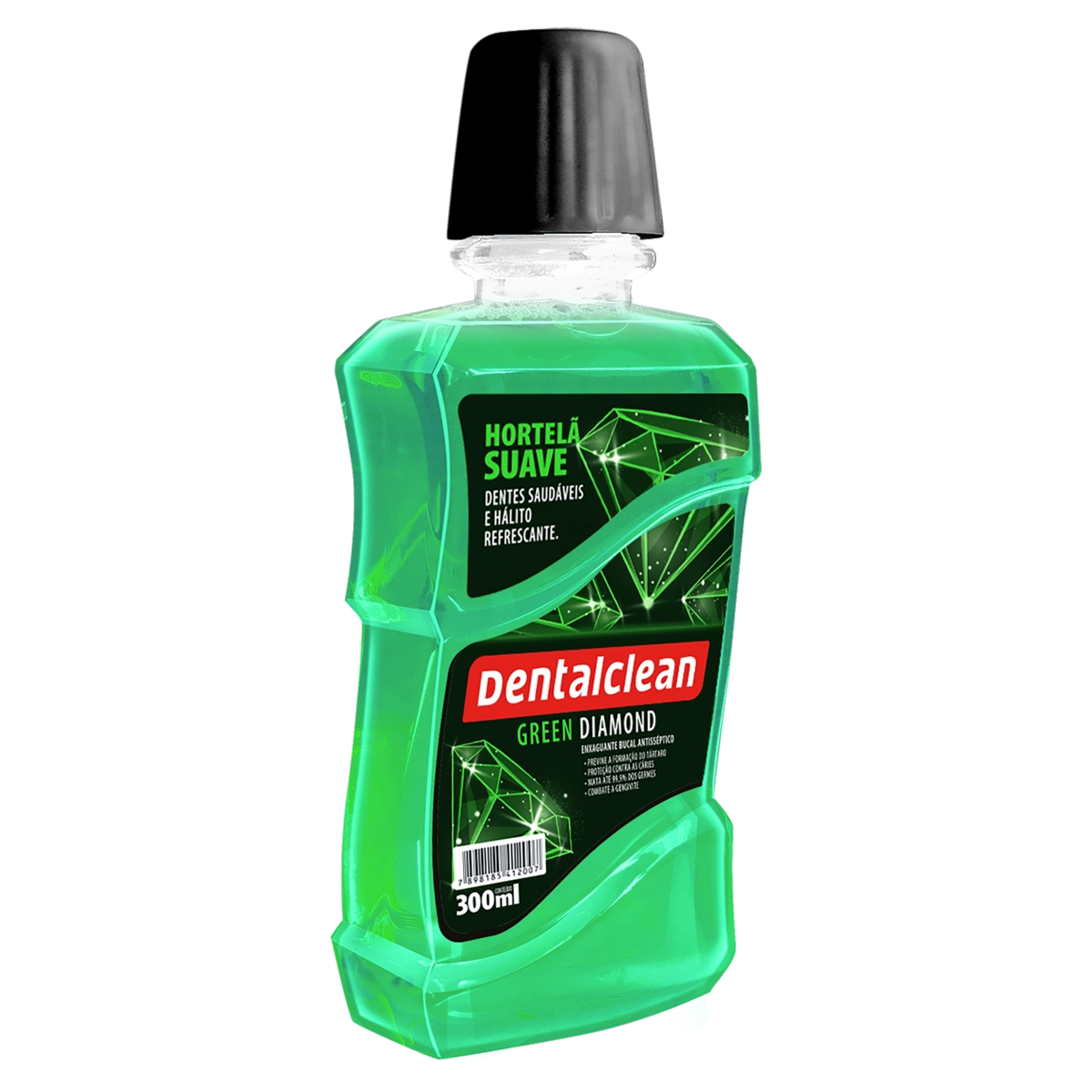 Enxaguante Bucal Antisséptico Zero álcool Hortelã Suave Dentalclean Green Diamond Frasco 300ml