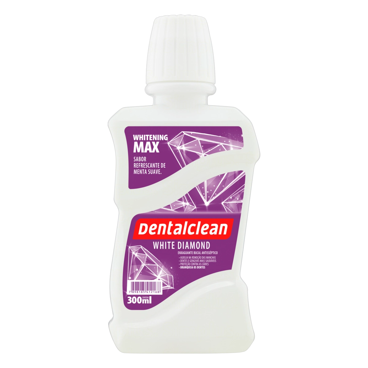 Enxaguante Bucal Antisséptico Menta Suave Dentalclean White Diamond Frasco 300ml