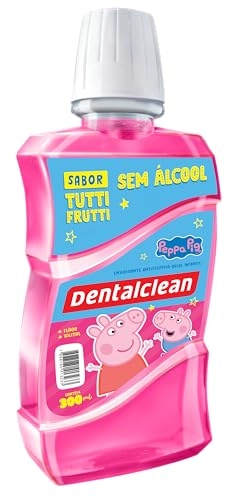Enxaguante Bucal Infantil Antisséptico Zero álcool Tutti Frutti Peppa Pig Dentalclean Frasco 300ml
