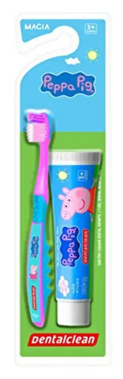 Kit Escova Macia Gel Dental Com Flúor Tutti Frutti 50g Infantil Peppa Pig Dentalclean