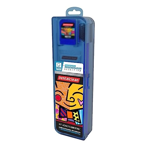 Kit Escova Dental Macia Fio Dental 25m Gel Dental Menta 50g Regenerador Sensitive Romero Britto Dent