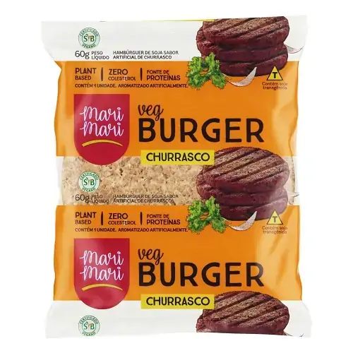 Hambúrguer De Soja Churrasco Mari Mari Veg Burger Pacote 60g