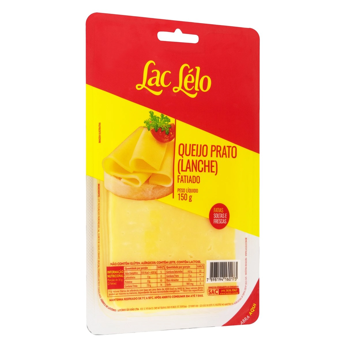 Queijo Prato Fatiado Lac Lélo 150g