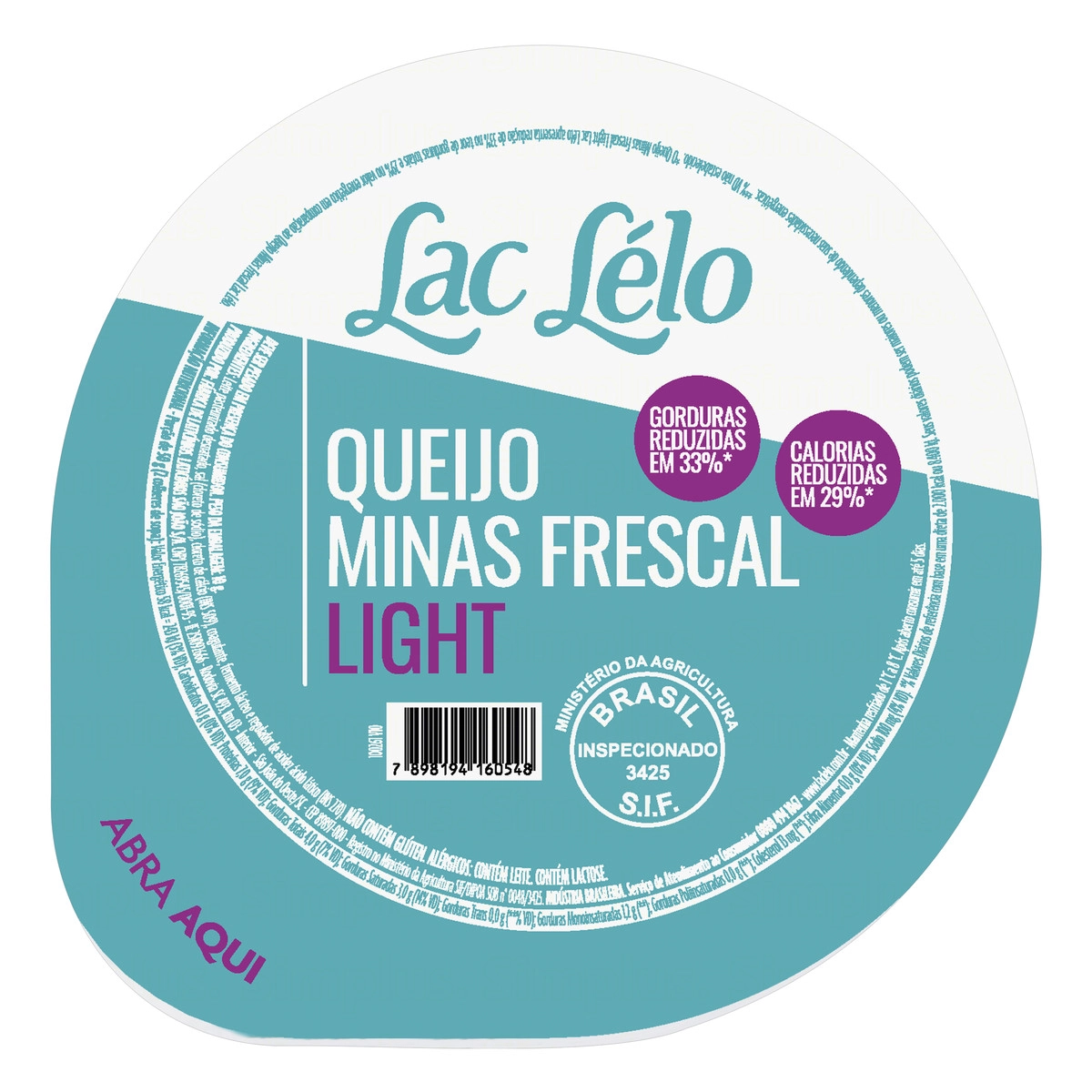 Queijo Minas Frescal Light Lac Lélo