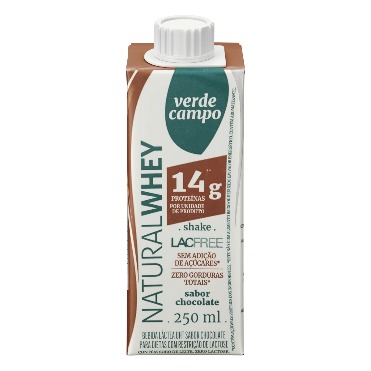 Bebida Láctea Uht Chocolate Zero Lactose Verde Campo Natural Whey Caixa 250ml