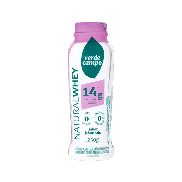 Iogurte Desnatado Jabuticaba Zero Lactose Verde Campo Natural Whey Frasco 250g