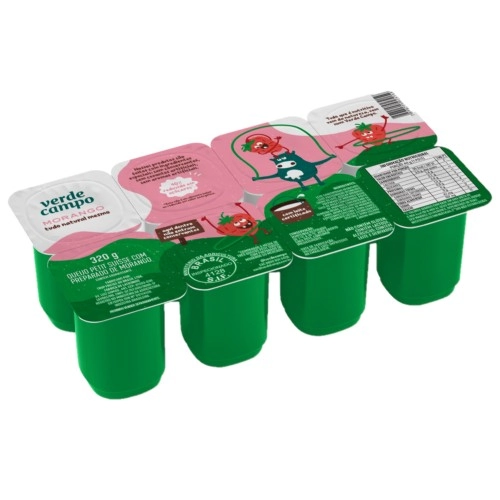 Queijo Petit Suisse Morango Verde Campo Kids Bandeja 320g 8 Unidades