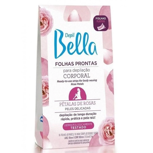 Folhas Para Depilação Corporal Pétalas De Rosas Depil Bella 90mm X 180mm 16 Unidades