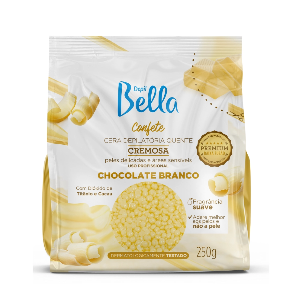 Depil Bella Cera Confete 250g Choc Branco