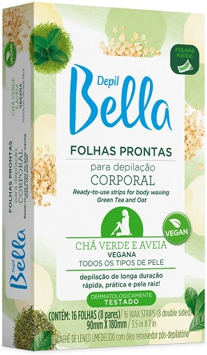 Folhas Para Depilação Corporal Chá Verde E Aveia Depil Bella 16 Follhas