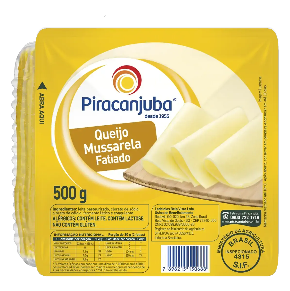 Queijo Mussarela Fatiado Piracanjuba 500g