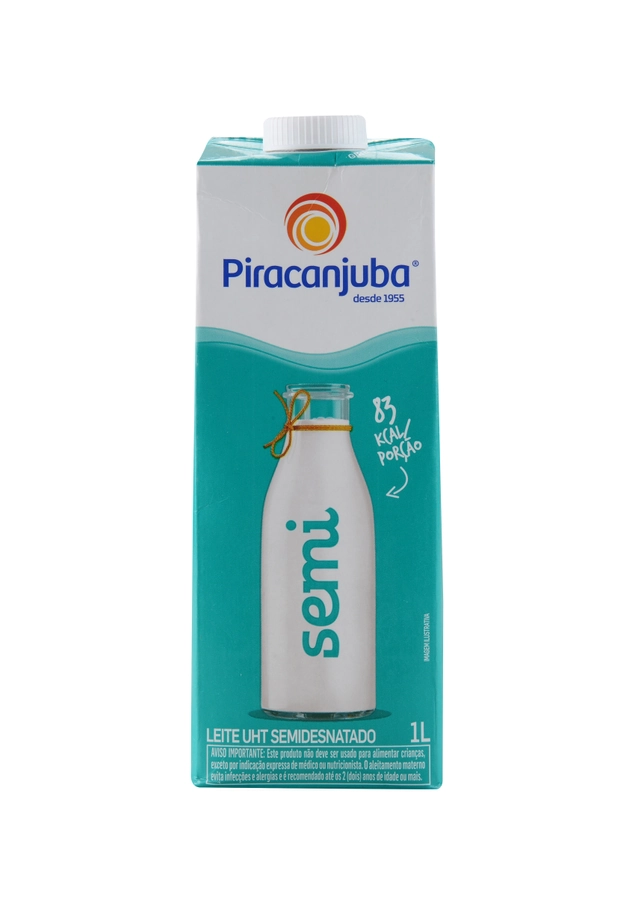 Leite Uht Semidesnatado Piracanjuba Caixa Com Tampa 1l