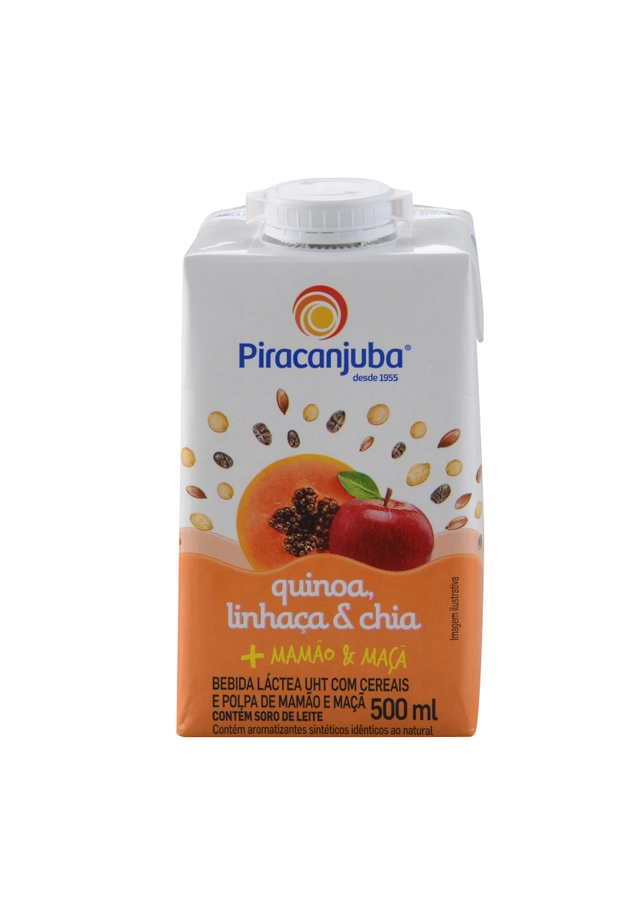 Bebida Láctea Uht Mamão Maçã Com Quinoa, Linhaça E Chia Piracanjuba Caixa 500ml
