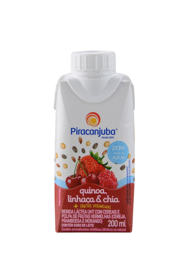 Bebida Láctea Uht Frutas Vermelhas Com Quinoa, Linhaça E Chia Piracanjuba Caixa 200ml