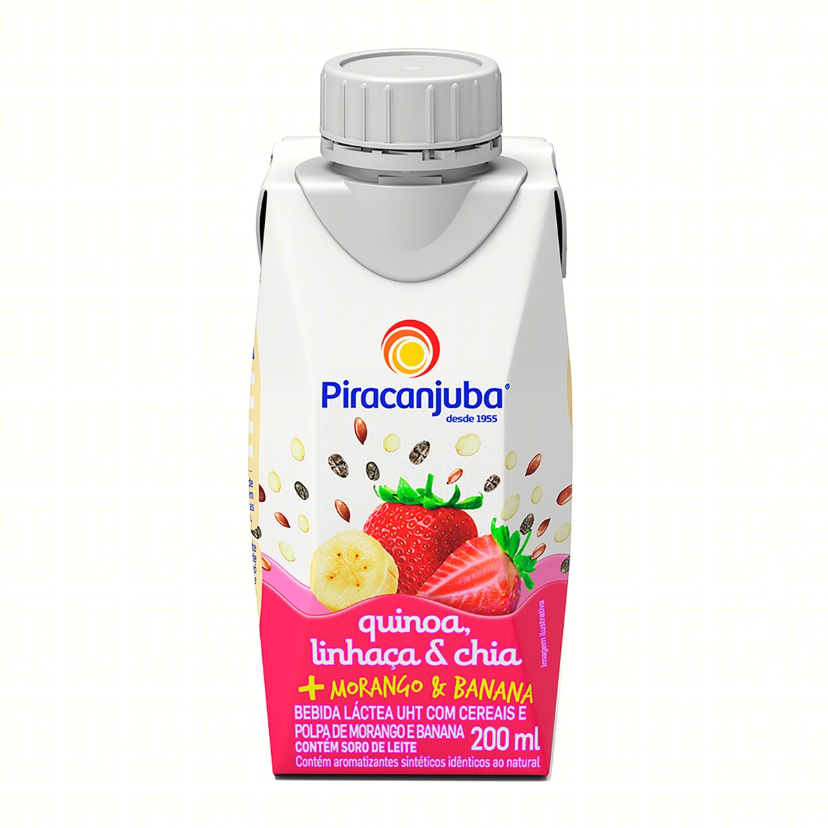 Bebida Láctea Uht Morango Banana Com Quinoa, Linhaça E Chia Piracanjuba Caixa 200ml