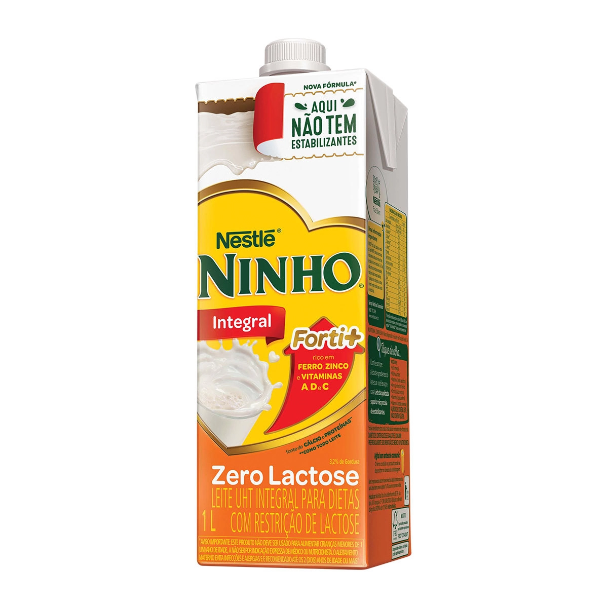Leite Uht Integral Zero Lactose Ninho Forti Caixa Com Tampa 1l