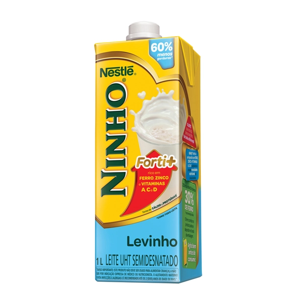 Leite Uht Semidesnatado Ninho Levinho Forti Caixa 1l