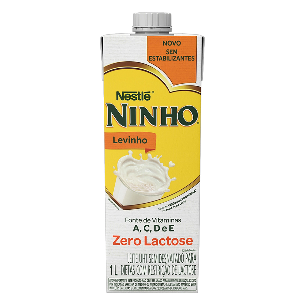 Leite Uht Semidesnatado Zero Lactose Ninho Levinho Caixa Com Tampa 1l