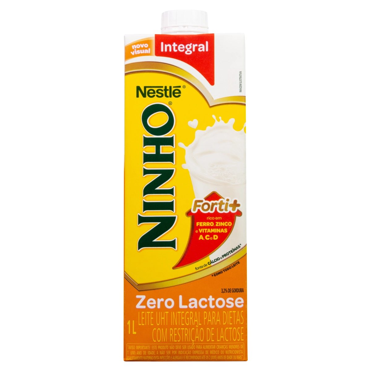 Leite Uht Integral Zero Lactose Ninho Forti Caixa Com Tampa 1l