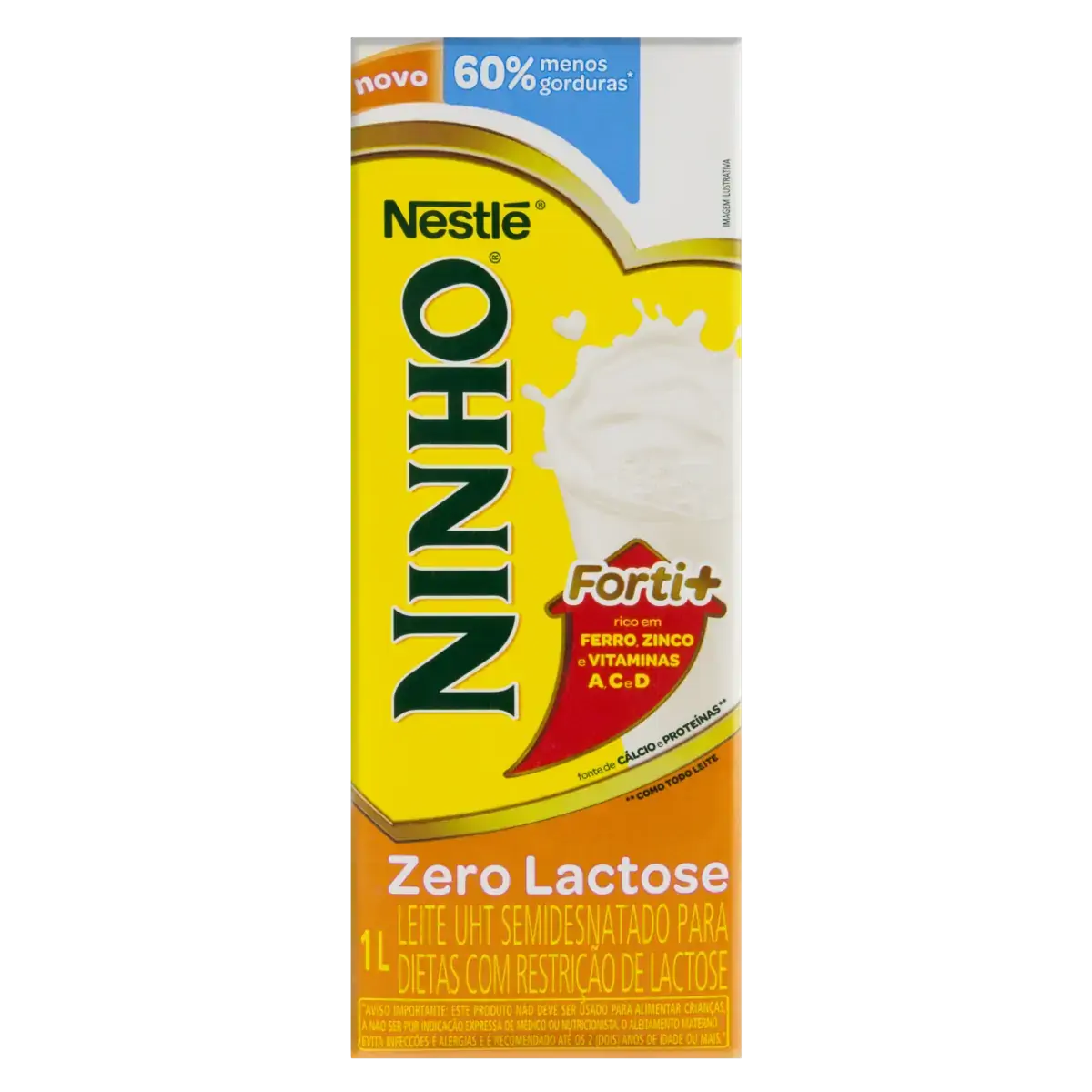 Leite Uht Semidesnatado Zero Lactose Ninho Levinho Forti Caixa Com Tampa 1l