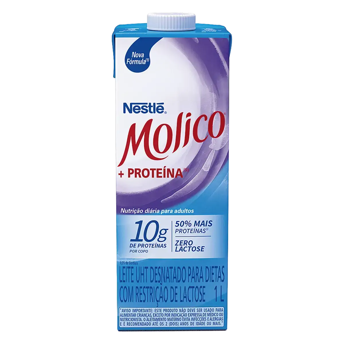 Leite Uht Desnatado Zero Lactose Molico Proteína Caixa Com Tampa 1l