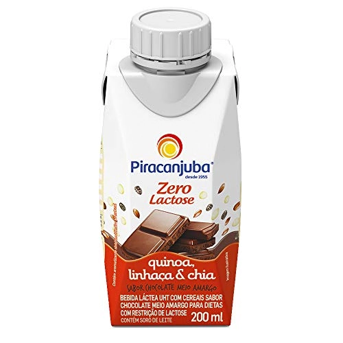 Bebida Láctea Uht Chocolate Meio Amargo Com Quinoa, Linhaça E Chia Zero Lactose Piracanjuba Caixa 20