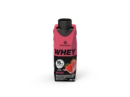 Bebida Láctea Uht Morango Zero Lactose Piracanjuba Whey Caixa 250ml