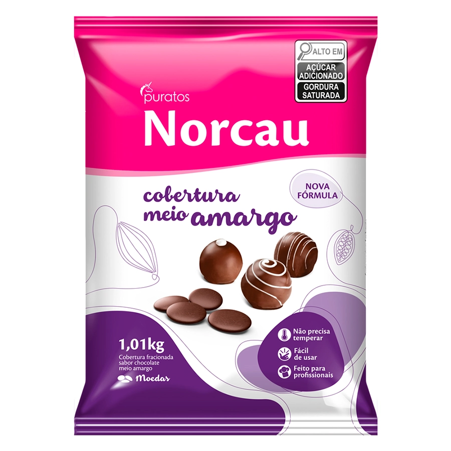 Cobertura Norcau Premium Gotas Chocolate Meio Amargo 1,