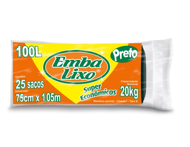 Saco Para Lixo Tipo E 100l Embalixo 25 Unidades