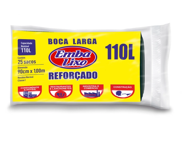Saco Para Lixo Reforçado Boca Larga 110l Embalixo 25 Unidades