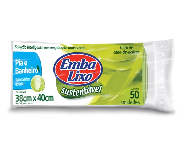 Saco De Lixo Embalixo Sustentável Pia E Banheiro 50 Unidades 290g