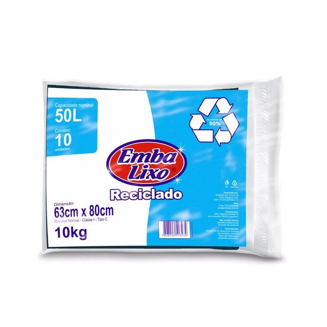 Saco De Lixo Embalixo Almofada Reciclado 50 Litros