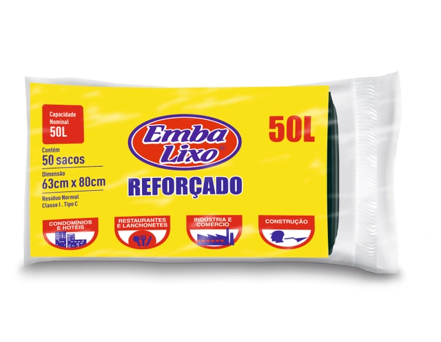 Saco Para Lixo Tipo C Reforçado 50l Embalixo 50 Unidades
