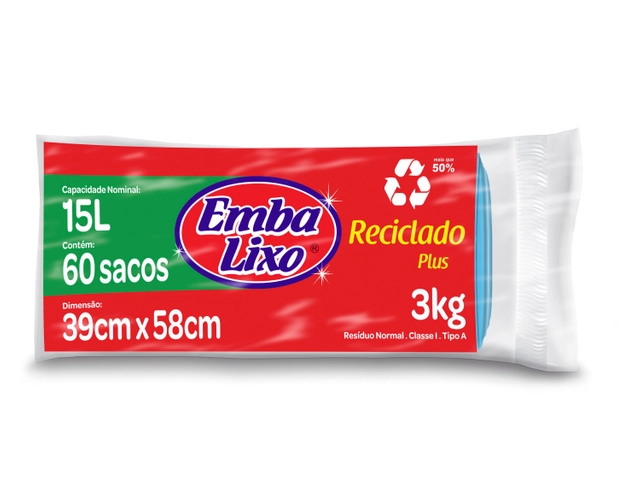 Saco De Lixo Embalixo Reciclado Plus 15 Litros 290g