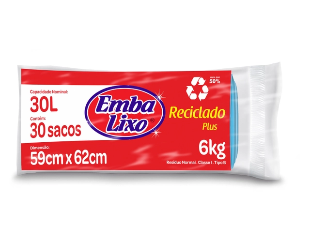 Saco De Lixo Embalixo Reciclado Plus 30 Litros 290g