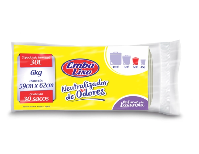 Saco Para Lixo Embalixo Neutralizador De Odores 30 Litros 30 Sacos 290g