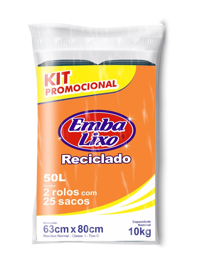 Saco De Lixo Embalixo Kit Promocional Reciclado 50 Litros 500g