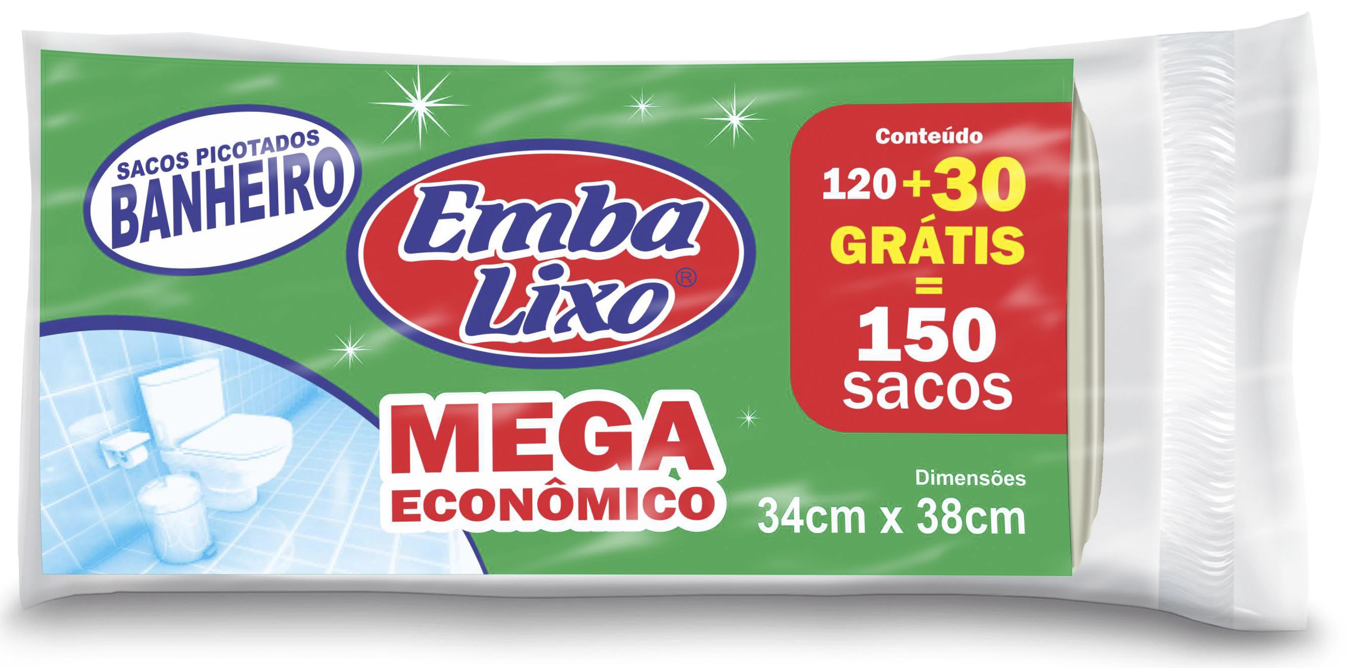 Saco Para Lixo Banheiro 1kg Embalixo 120 Unidades Grátis 30 Unidades Mega Econômico