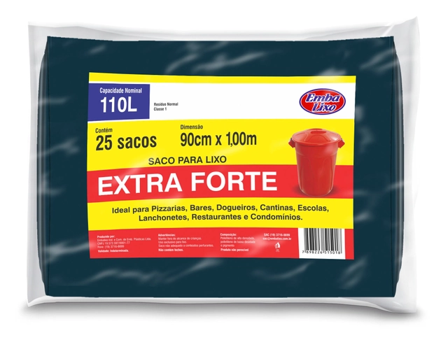 Saco De Lixo Embalixo Extra Forte Profissional 110 Litros Contém 25 Sacos 2.9kg