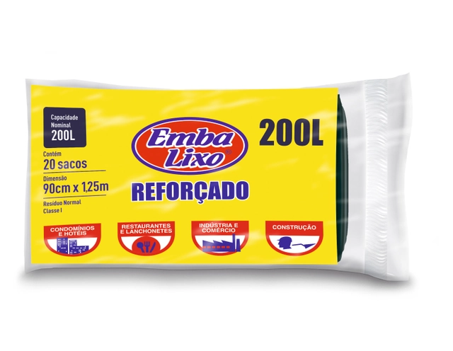 Saco De Lixo Embalixo Profissional Reforçado 200 Litros Contém 20 Sacos 880g