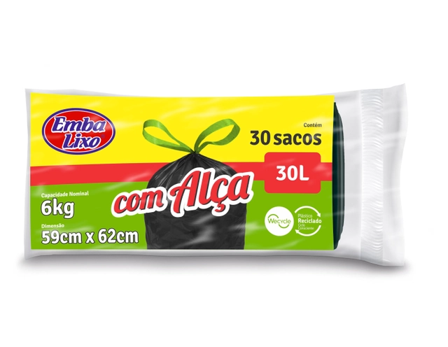 Saco De Lixo Com Alça 30l Embalixo 30 Unidades